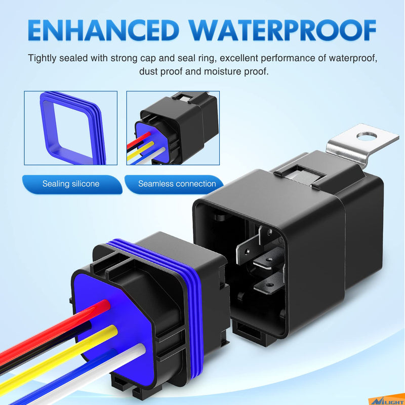 [Australia - AusPower] - Nilight 5 Pack Waterproof Relay and Harness 40/30 AMP Heavy Duty 12 AWG Tinned Copper Wires 5-PIN SPDT Style 12V Automotive Relay and Harness Set 30A-5PC 