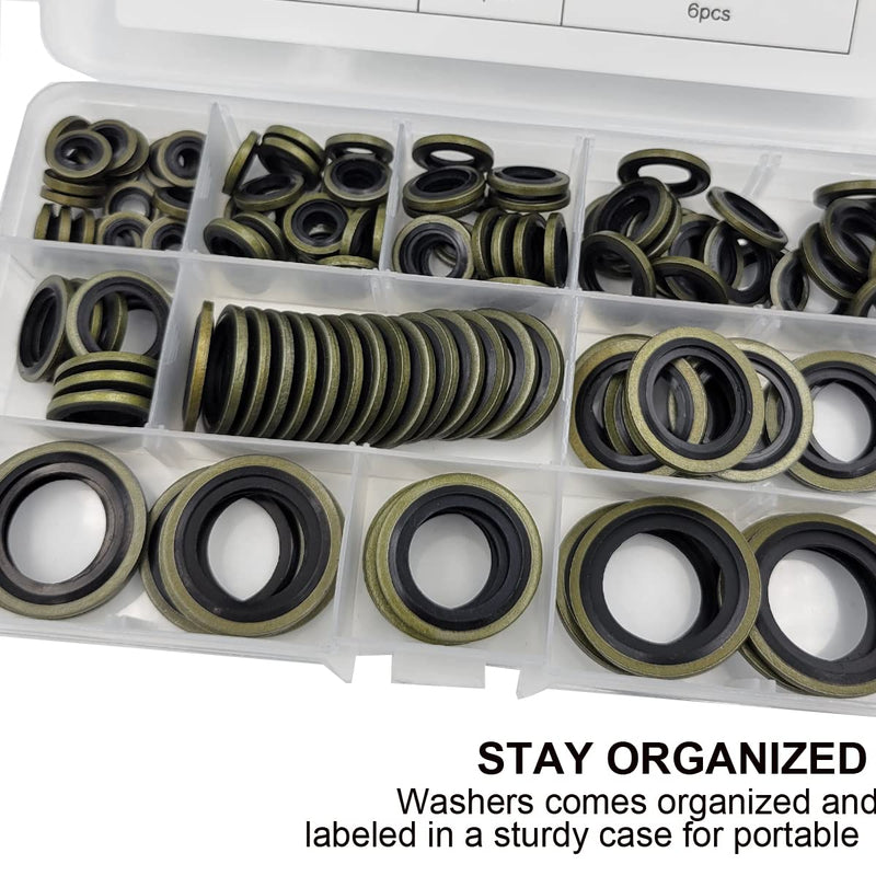 [Australia - AusPower] - Tom's world 130Pcs Self-Centered Bonded Seal Oil Washers Gasket Assortment Kit for Plumbing, Automotive, Mechanical, Electrical, Cylinder Repairs (M6-M24) M6-M24 