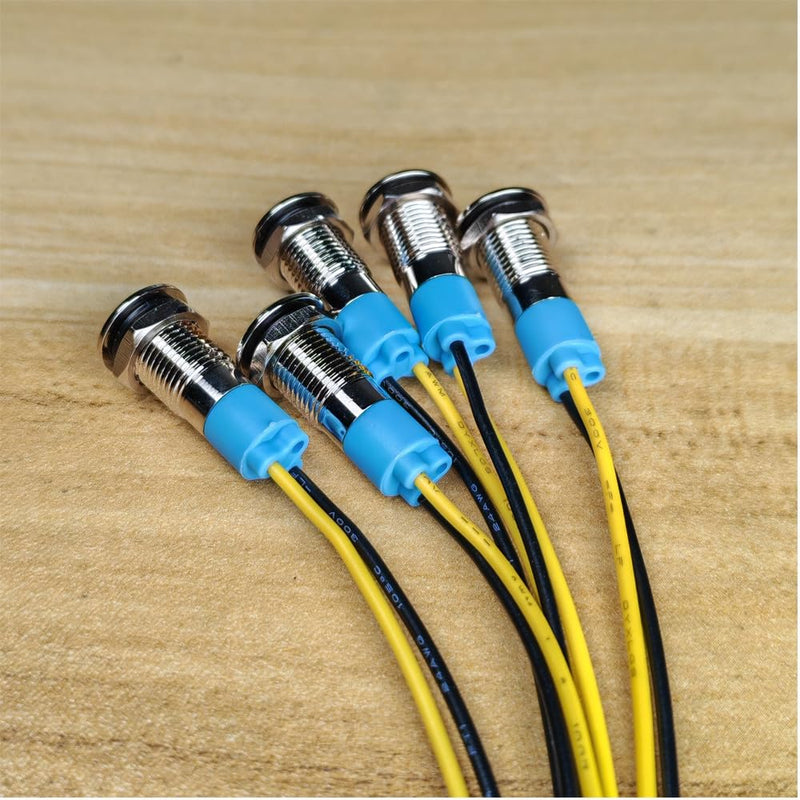 Gebildet Pack of 5 8 mm 230 V AC LED Metal Indicator Light Waterproof Signal Lamp (Green) Green - 220v/230v