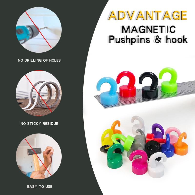 [Australia - AusPower] - 12 Pcs Mini Magnetic Hooks Black Small Magnet Cute Hook 8Lbs 12 Pack 