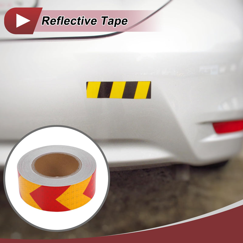 1 Pcs Safety Warning Reflective Tape Increased Visibility Reflective Strips 82.02ftx1.97" Red,Yellow PVC