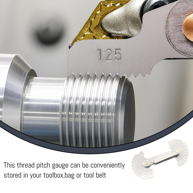 [Australia - AusPower] - 52 Sheets Thread Gauge, Metric Inches, Thread Gauge, Feeler Gauge and Radius Gauge, Precision Measuring Tool for Mechanics and Engineers, Metric Thread, Robust Iron Material 