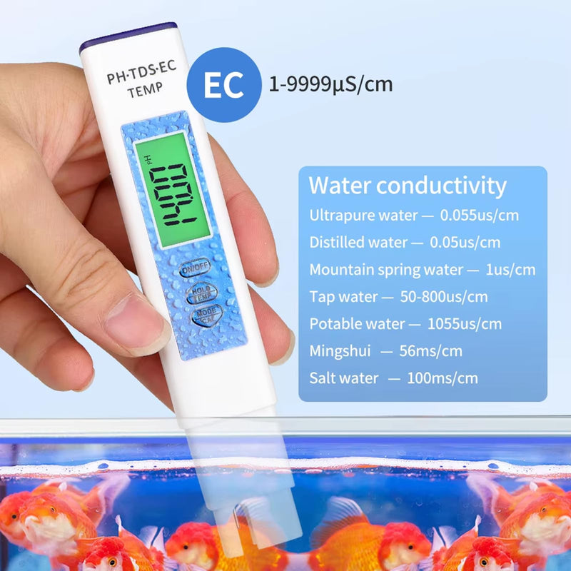 [Australia - AusPower] - Digital Water Tester - 4 in 1 PH/TDS/EC/Temperature TDS Tester Pen for Drinking Water, Hydroponics, Swimming Pool, Aquariums BU1 