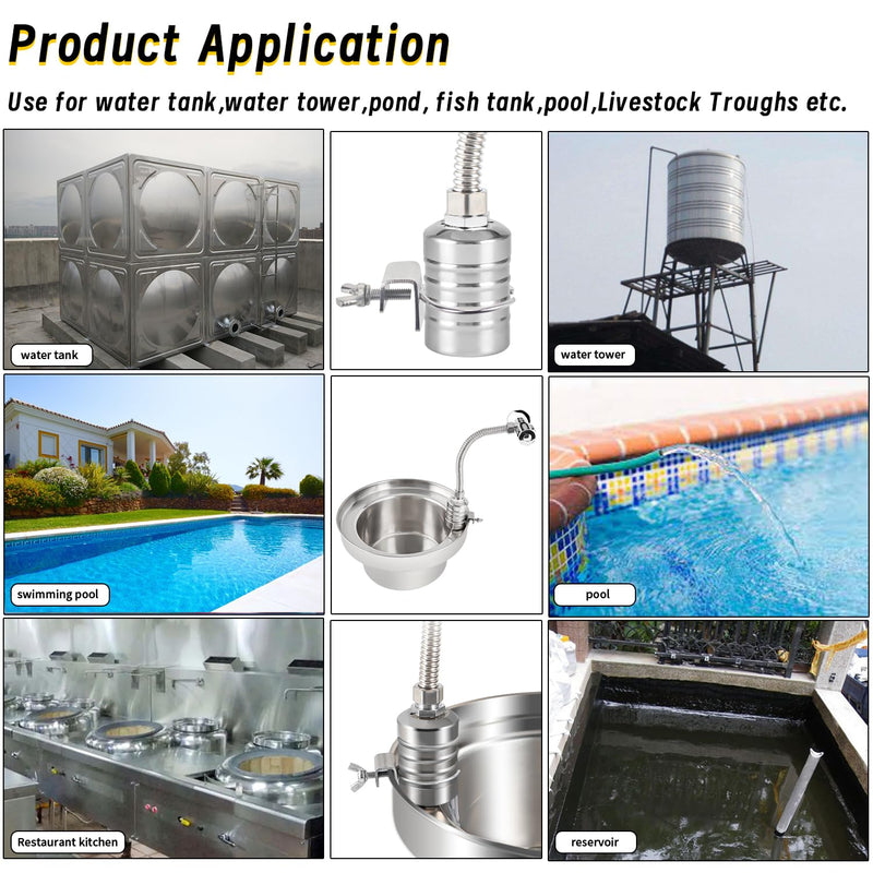 [Australia - AusPower] - Float Valve, 1/2" to 3/4" 1" Water Float Valve, 304 Stainless Steel Float Valve, Fully Automatic Water Level Controller Float Valve for Water Tank, Livestock Troughs, Pool, Distiller 