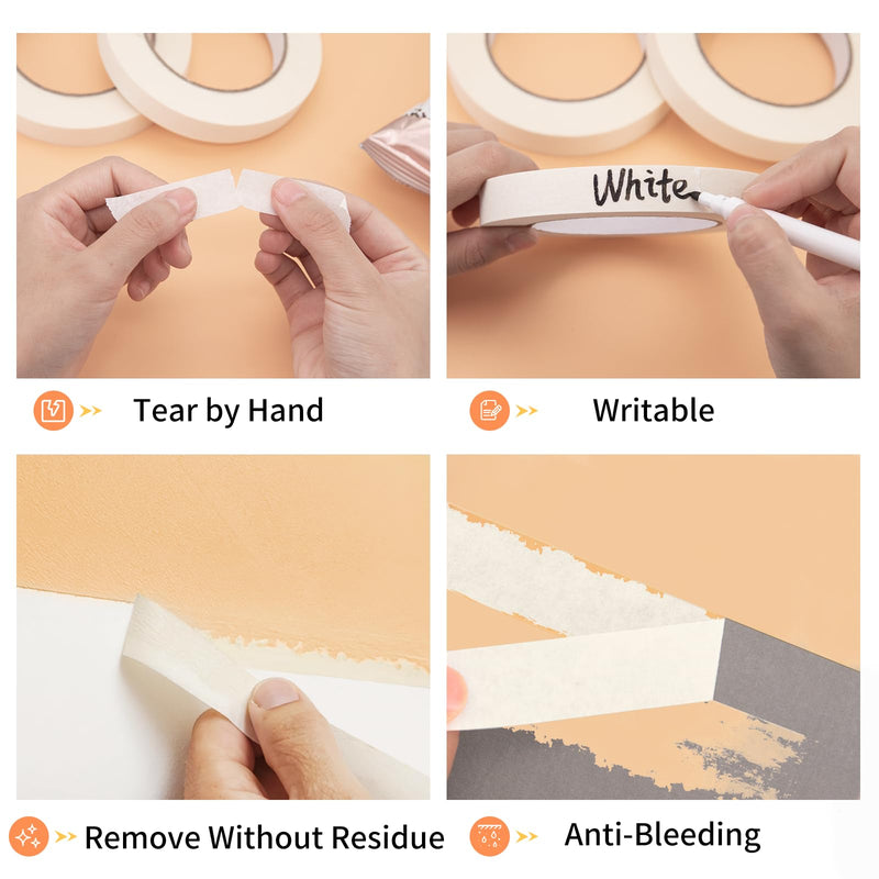 [Australia - AusPower] - KICNIC White Masking Tape 1 Pack, General Purpose Painter's Tape 0.7inch x 60yard, Beige Crepe Paper Tape for Painting, Labeling, Packing, Craft, Art 1 Roll 