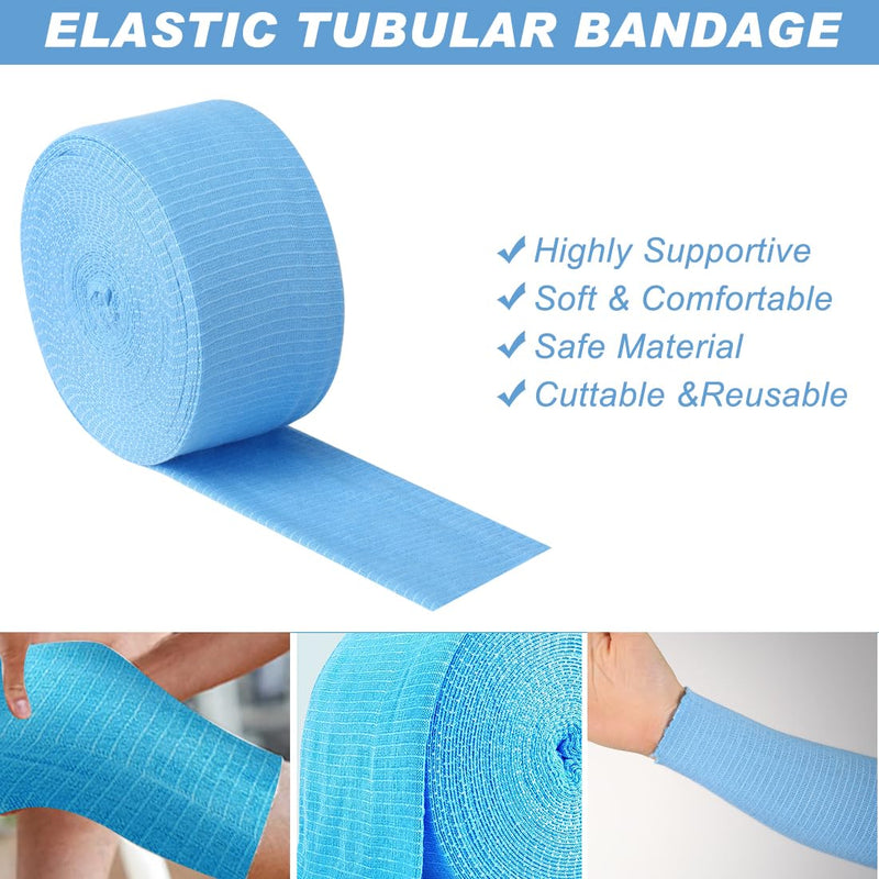 [Australia - AusPower] - Tubular Bandage Cotton Support Size D Elasticated Stockinette, Washable Elastic Compression Bandages for Arm, Knees, Legs(3’’X8.75yd) 