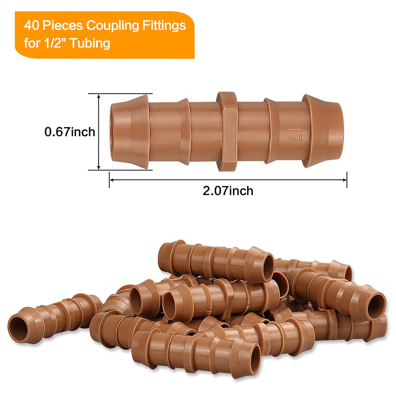 [Australia - AusPower] - Drip Irrigation Fittings Barbed Couplings, 28 Pieces Drip Irrigation Coupler Connectors for 1/2 Inch Tubing, Drip Irrigation Tubing 0.600" ID 17mm Coupling Parts for Patio Lawn Garden Systems 