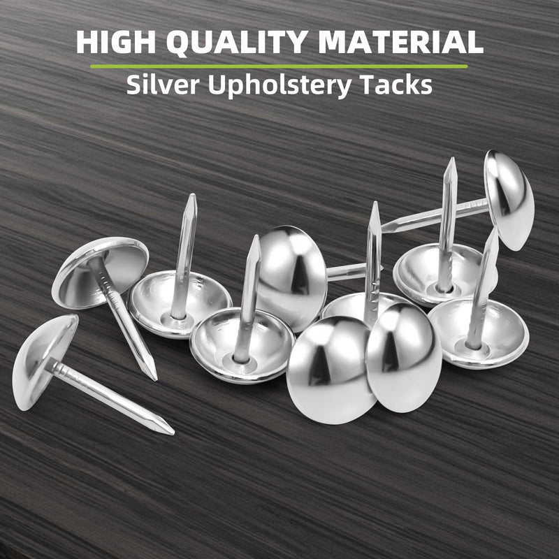 [Australia - AusPower] - 7/16 inch Diameter Upholstery Tacks, Nailhead Decorative Trim for Furniture, Silver, 100 PCS 