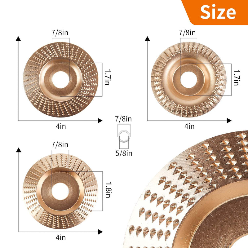 [Australia - AusPower] - Upgraded 3PCS Wood Carving Disc Set for 4" or 4 1/2" Angle Grinder with 5/8" Arbor, Grinding Wheel Shaping Disc for Wood Cutting, Grinder Cutting Wheel Attachments 3 