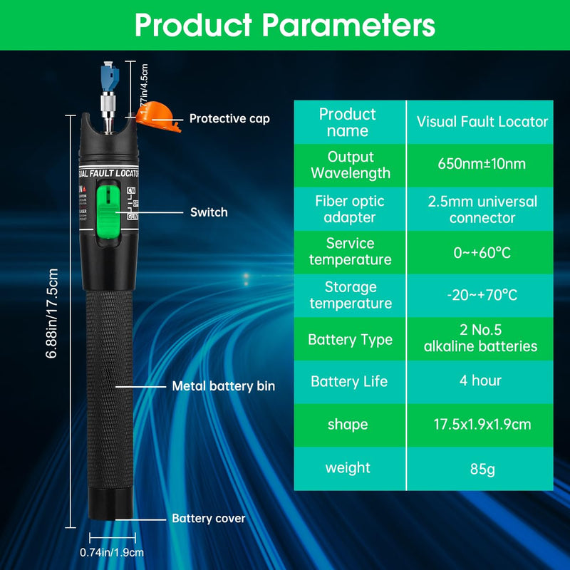 [Australia - AusPower] - Moocci 3 Pcs Visual Fault Locator Fiber Optic Tester - Fiber Optic Cable Tester Meter with FC to LC Adapter - Tools Kit for FC/SC/ST/LC Connector,Network Cable Test - Green Blue White Green & Blue & White 