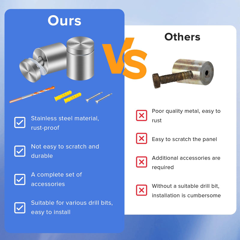[Australia - AusPower] - Standoff Screws for Acrylic, Glass & White Board - Stainless Steel, 4 x 1 x 1 in 