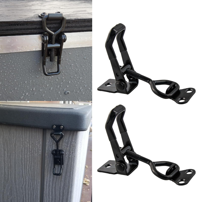 [Australia - AusPower] - 2-Pack Heavy-Duty Black Toggle Latch Clamp - 300lbs Adjustable Pull Latch, Quick-Release Smoker Door Latch, Metal Toggle Clamps for Boxes, Gates, Cabinets, Cases 