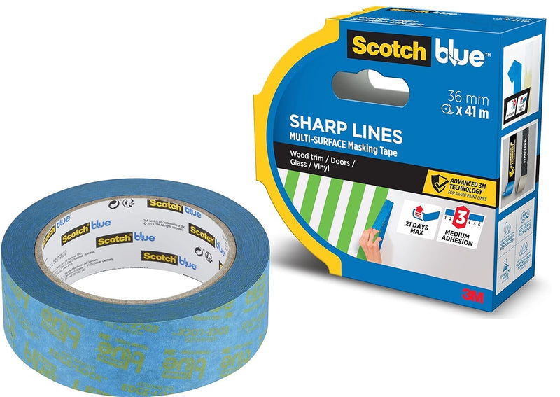 ScotchBlue Sharp Lines Multi-Surface Painter's Tape, 1.41 inches x 60 Yards, 2093, 1 Roll