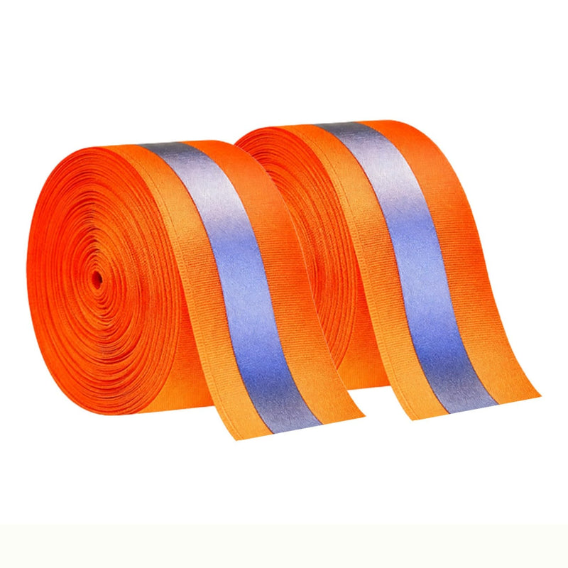 2" x 66ft Reflective Ribbon, 2 cm Reflective Width High Visibility Reflective Strip, Silver Florescent Safety Webbing for Walking Cycling Clothes Backpacks Pet Collars (Orange) Orange 2pcs 2" x 66 FT