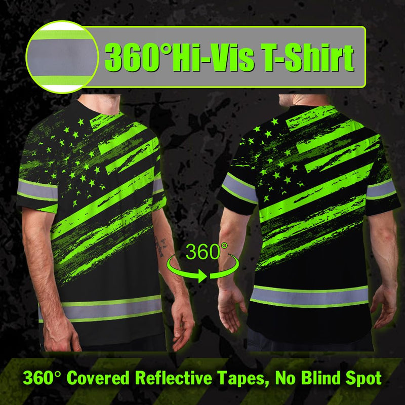 BRIGHTGUARD, High Visibility Shirts for Men Class 3, Short Sleeve Reflective Safety Shirts Medium Color 1