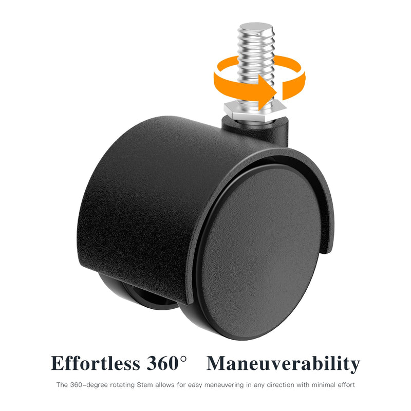 [Australia - AusPower] - 1.5 Inch Furniture Stem Casters Set of 4, Threaded Stem Diameter 5/16" Plastic Caster Wheels, Black Swivel Small Castors with T-Nuts, for Table, Cabinet, Storage Rack 1.5 inch 