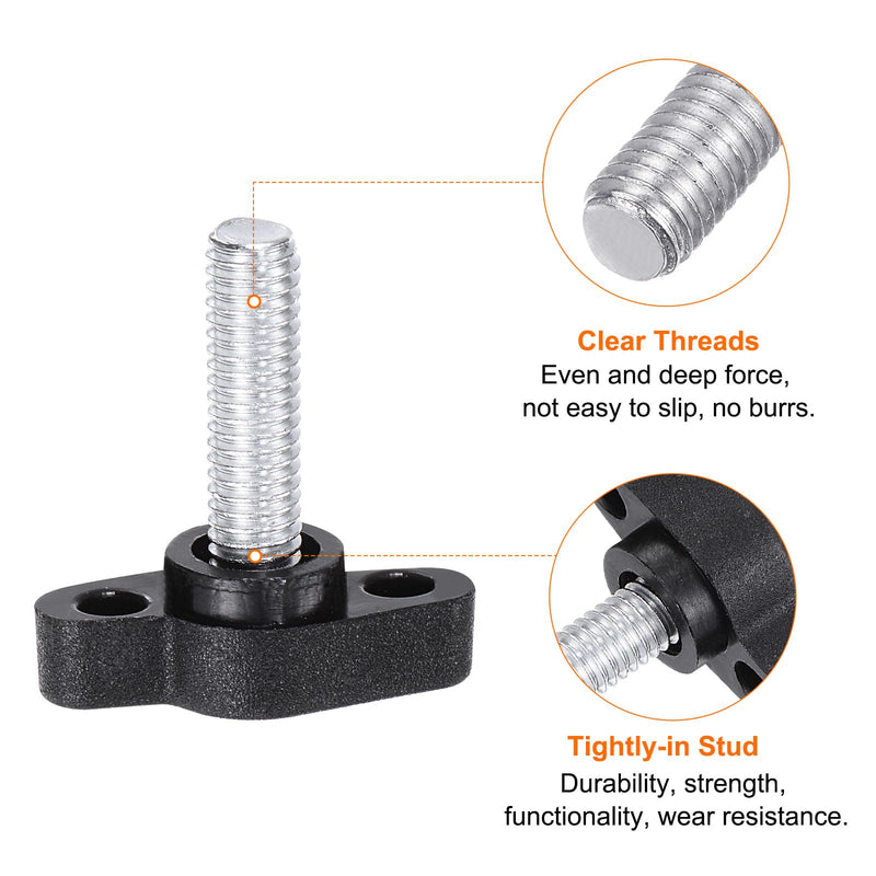[Australia - AusPower] - 10pcs Tee Wing Knobs Thumb Screws M6 x 20mm Male Thread 27mm Plastic Head T Knobs Adjustable Handles Hand Clamping Knobs Grip Thumbscrew, Black 