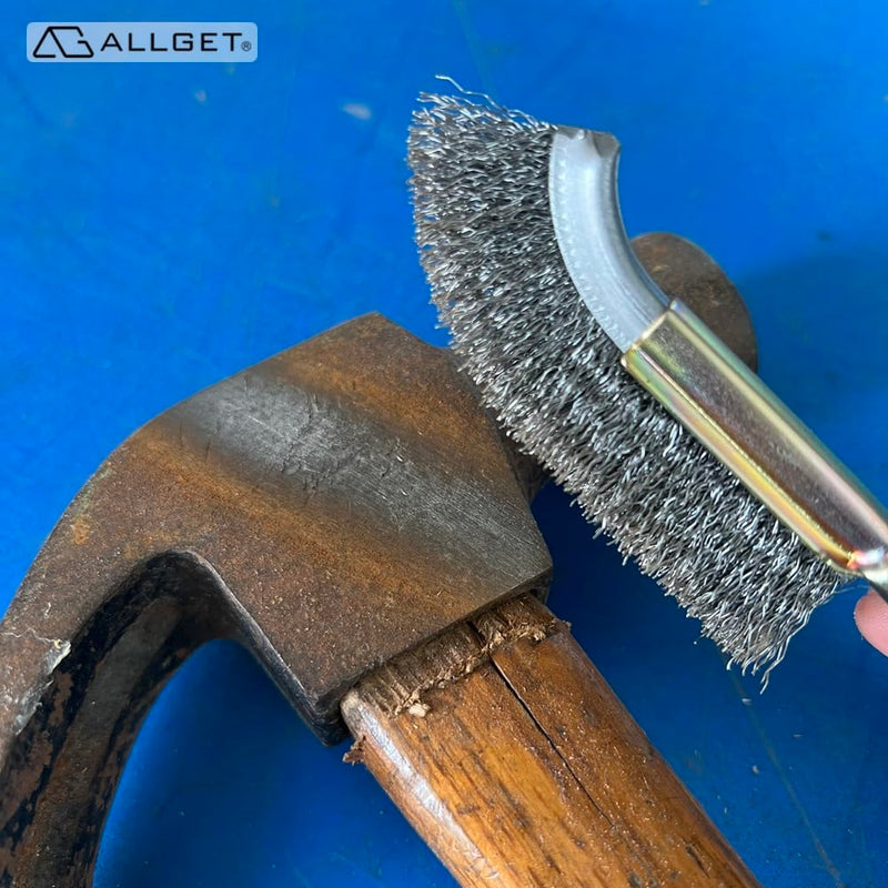 [Australia - AusPower] - J-Type Steel Wire Brush, 4pcs, high Hardness Carbon Steel bristles, Strong Scraping Power, Suitable for Heavy-Duty Cleaning Such as Rust Removal, polishing, and Welding slag Removal Carbon Steel bristle 