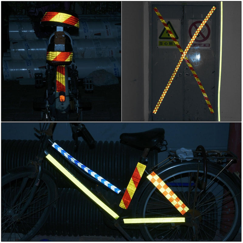 PATIKIL Reflective Tape, 4 Inch x 33 Ft Waterproof High Visibility Warning Safety Adhesive Tape Outdoor Reflector Stickers for Bikes Cars Motorcycles Trucks, Yellow-red