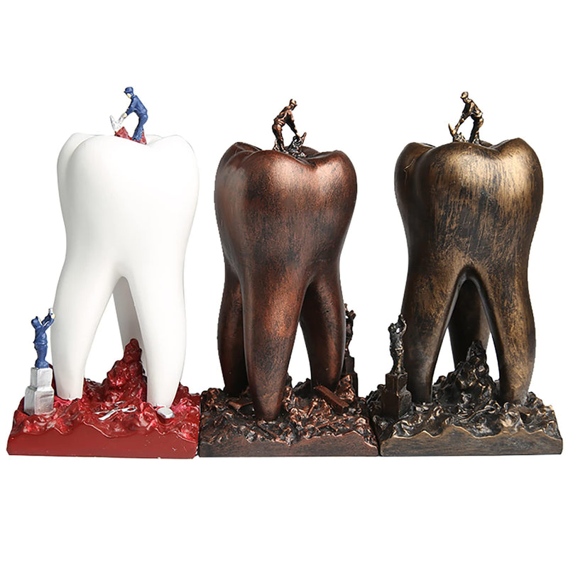 Dentist Gifts, Desk for Dental Practices and Dental Hygienists, Copper | Tooth model made of environmentally friendly resin, robust & decorative. Ideal for dental practices, hygienists & as a gift. Teeth Brown
