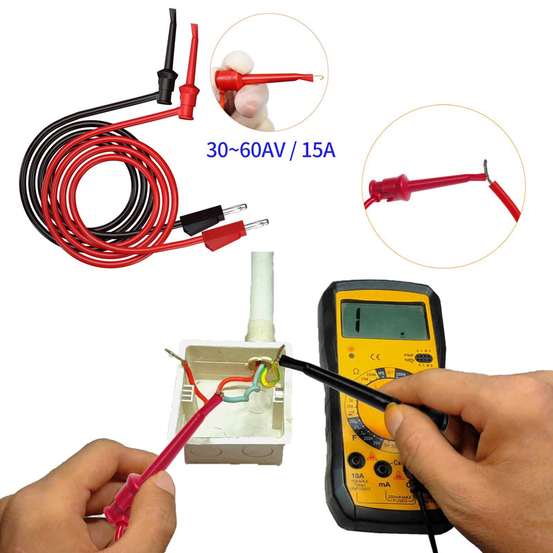 [Australia - AusPower] - Multimeter Test Leads Kit with Soft Tool Carrying Case Alligator Clips Test Hook Clips Wire Replaceable Precision Sharp Probes for Digital Electrical Multimeter Testing 