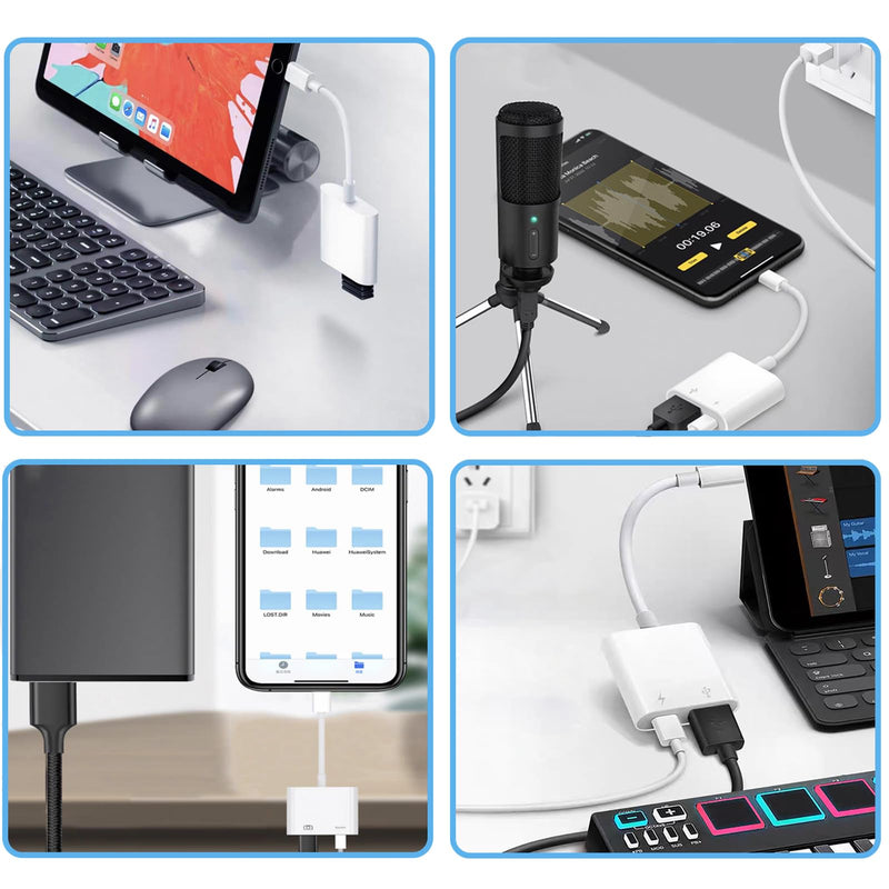 [Australia - AusPower] - [Apple MFi Certified] Lightning to USB Camera Adapter with Charging Port, Portable USB 3.0 Female OTG Cable for iPad to Connect Card Reader USB Flash Drive, Compatible for iPhone iPad 