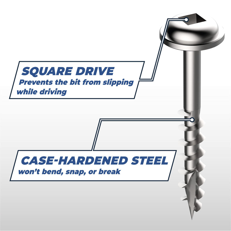 [Australia - AusPower] - Kreg SML-C125-100 Zinc Pocket Screws, 1 1/4 Inch, 8 Coarse Thread, Maxi-Loc Head (100 Count) 