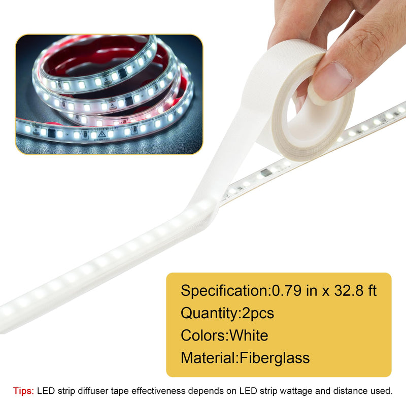 Light Soften Tape 2 PCS 0.78inx32.8ft LED Light Strip Masking Tape for Slightly Diffuser Light,White White