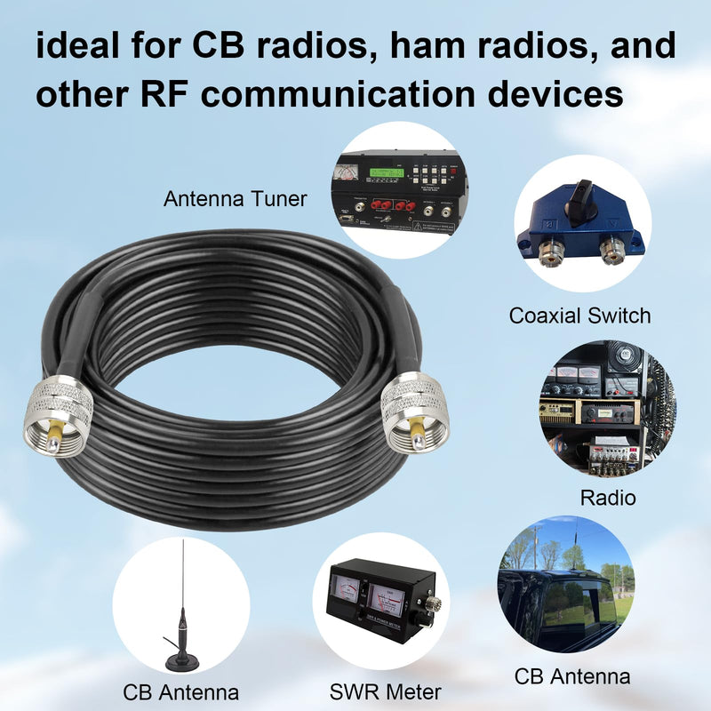 [Australia - AusPower] - XRDS -RF RG58 Coax CB Cable 18FT, 50 Ohm with PL-259 UHF Male Connectors – Flexible & Durable Coaxial Cable for CB Radio, Ham Radio, Antenna, SWR Meter, SDR 18 FT 1 