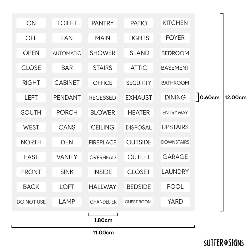 Light Switch Labels, Transparent Labels for Light Switch Identification for Home, Office, Rental, 65 Stickers per Sheet (650pcs Total)