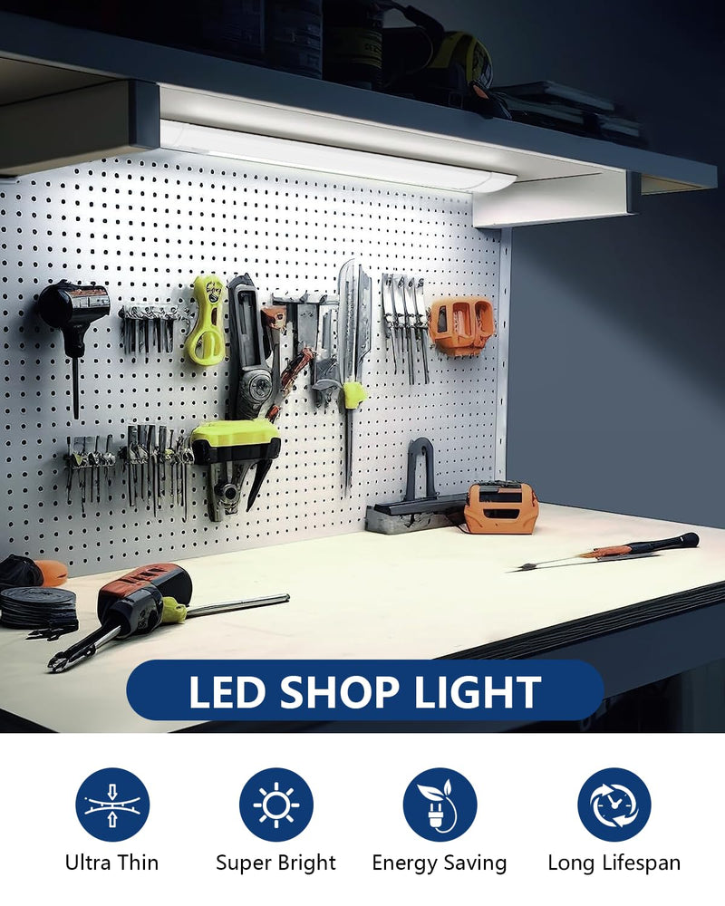 [Australia - AusPower] - Sararoom 2ft Led Shop Light Fixture, 20W LED Tube Light, 2400lm,4000K Neutral White, 60cm 23.6inch LED Garage Closet Light Ceiling Light for Office Home Basement, No Plug, No Ground Wire 2FT 20W 1Pc 