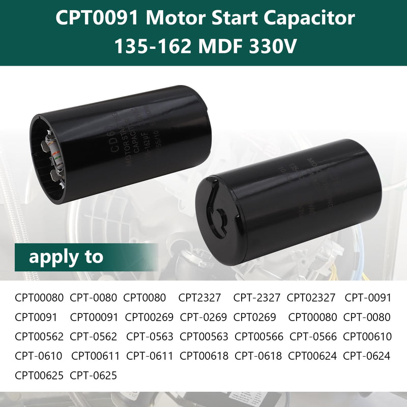 CPT0091 Motor Start Capacitor 135-162 MDF 330V Compatible with Trane American Standard Replace CPT0091 CPT00091