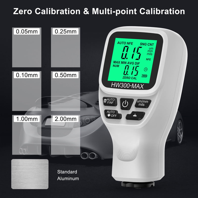 [Australia - AusPower] - Paint Thickness Gauge, 0 to 2000UM Accuracy Portable Car Coating Thickness Meter, Coating Thickness Gauges, Digital Paint Depth Meter for Automotive Paint Thickness (White) 