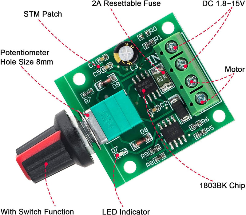 [Australia - AusPower] - RUNCCI-YUN 10pcs 1.8V 3V 5V 6V 7.2V 12V 2A PWM Motor Speed Controller, DC Speed Controller 12V, Motor Speed Switch Controller LED Volt Regulator Speed Controller Pwm & 10 Pieces 