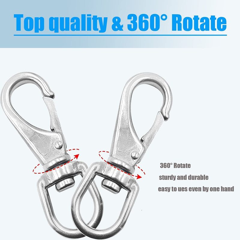 [Australia - AusPower] - Stainless Steel Swivel Eye Snap Hook, 4 Pack (3.5 Inch) Heavy Duty Scuba Diving Clips, Flag Pole Clips, Spring Hooks for Bird Feeders, Pet Chains (4 Pcs(3.5 Inch)) 