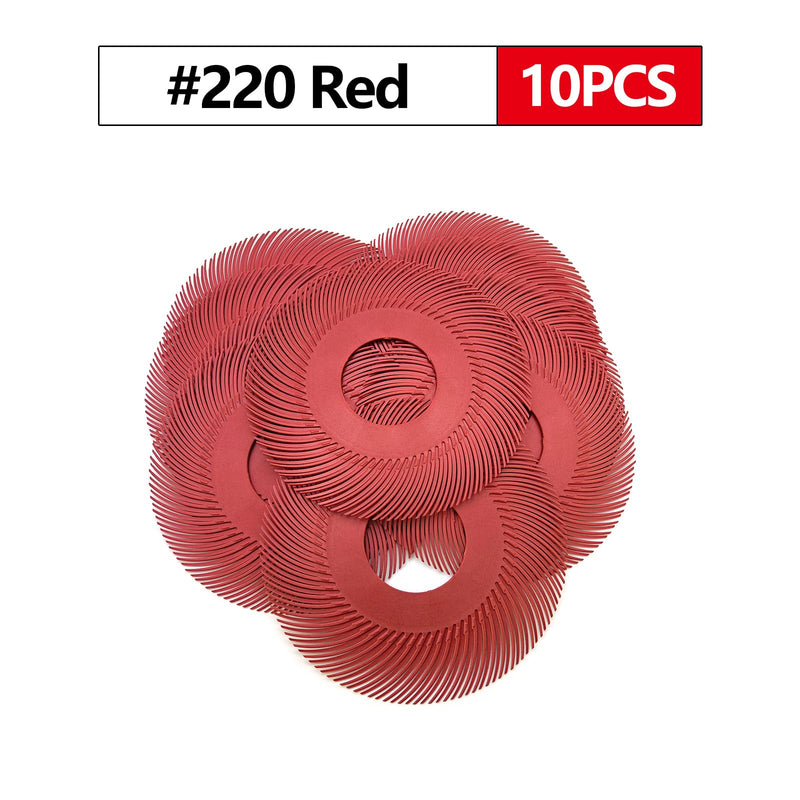 [Australia - AusPower] - Radial Bristle Brush, 6 in x 1/2 in x 1 in, 220#, 10 Piece with Adapte 6" WIth 220# RED 1SET 