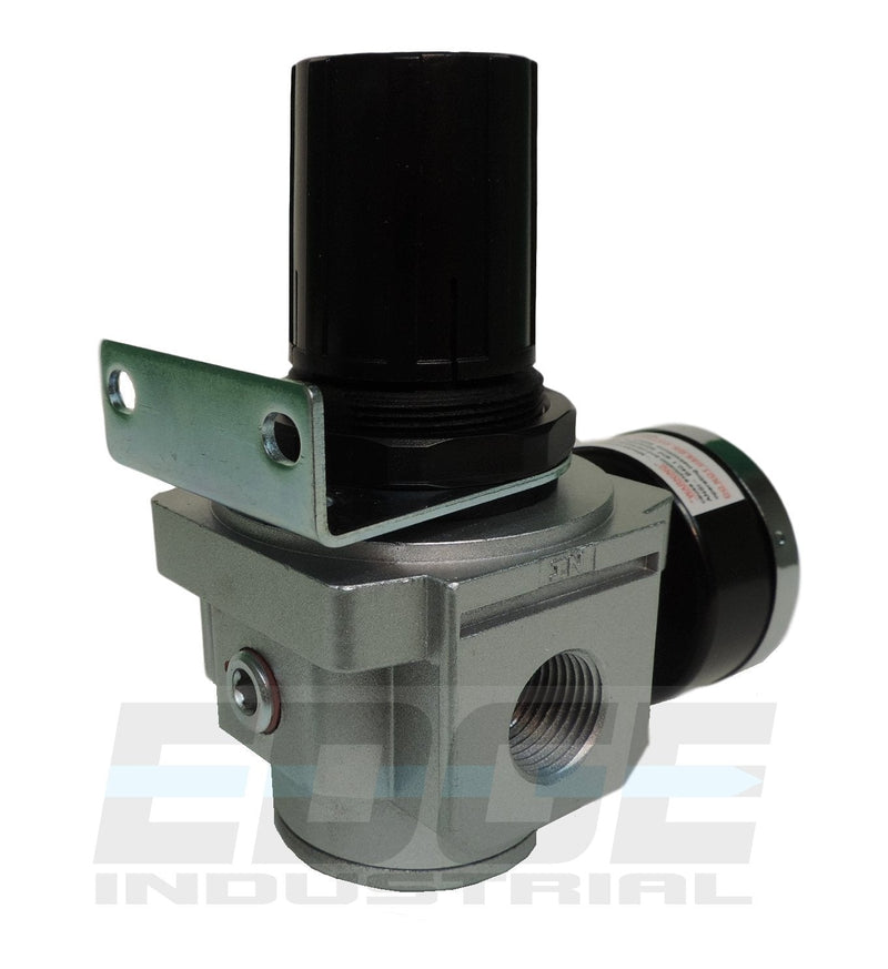 Heavy Duty in-LINE Compressed AIR Pressure Regulator for AIR Compressor, 7 to 215 PSI Adjustable, HIGH Flow Rate, Wall Bracket and Gauge Included (1/2" NPT, 130 CFM) 1/2" NPT, 130 CFM