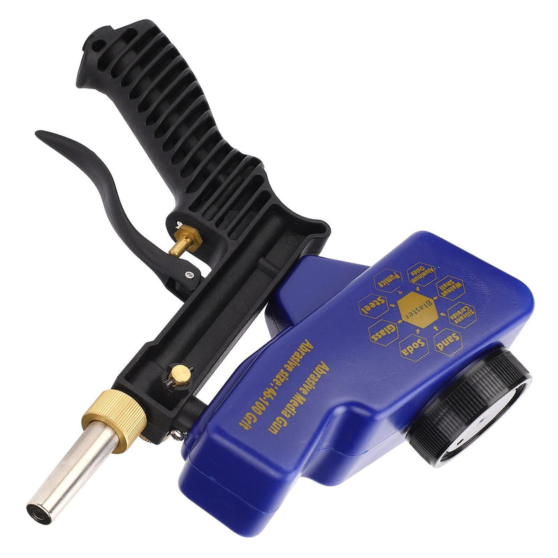 [Australia - AusPower] - Handheld Sandblaster, 70-150 PSI 6000RPM Portable Gravity Feed Sandblaster Gun Air Sandblasting Machine Sandblasting Machine Sandblasting Gun Tool Kit with Air Pipe Plug Blue 