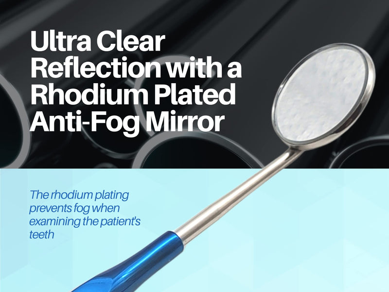 [Australia - AusPower] - Dental Mirror Stainless Steel with Blue Plasma Handle, Set of 5 Dental Mirrors Front Surface Rhodium Plasma Coated Cone Socket Threading by Artman Instruments 
