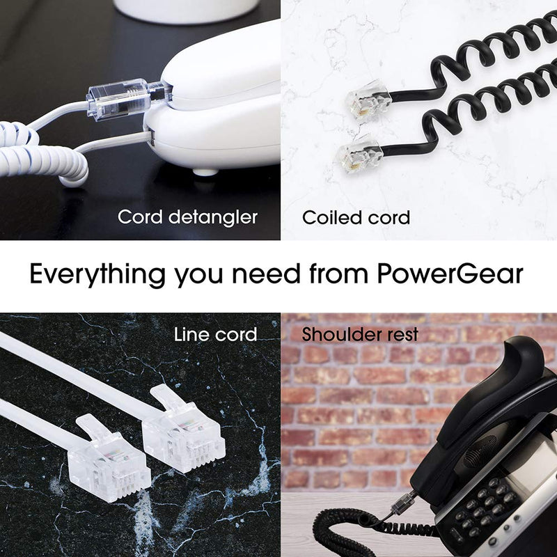 [Australia - AusPower] - Power Gear Coiled Telephone Cord, 2 Feet Coiled, 12 Feet Uncoiled, Phone Cord works with All Corded Landline Phones, For Use in Home or Office, Black, 27639 1 Pack 