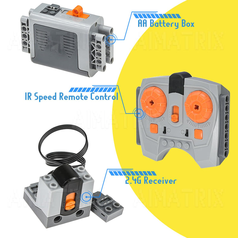 32PCS Power Function Motor Set Compatible with Technic-Parts L Brand AA/AAA-Battery-Box Remote-Control Adjustable Speed Motor Parts
