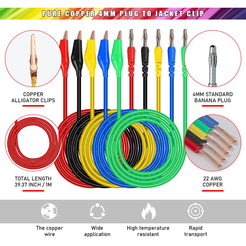 [Australia - AusPower] - 30PCS Back Probe Kit, 4mm Banana Plug to Copper Alligator Clips Test Wires, Wire Piercing Probes Automotive Test Leads Set for Car Repairing Diagnostic Circuit Testing with 30V Back Probe Pins 