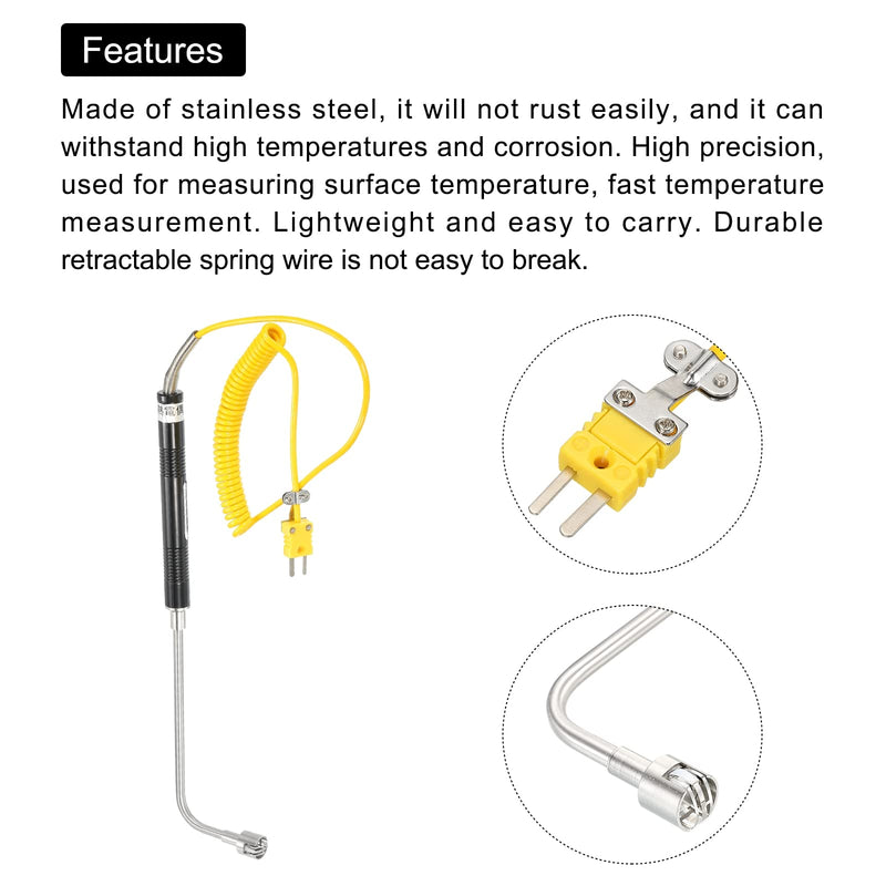 [Australia - AusPower] - MECCANIXITY K Type Surface Thermocouple Temperature Probe Sensor Stainless Steel -58 to 932°F (-50 to 500°C) 5.1ft 15x155x65mm 