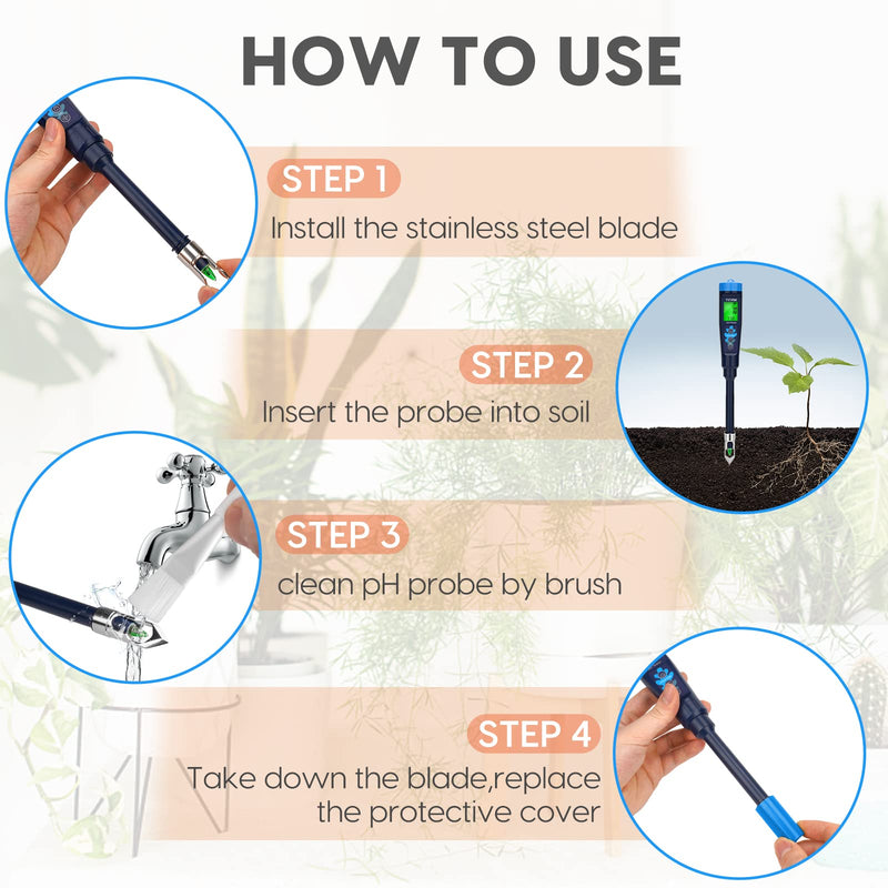 [Australia - AusPower] - YINMIK Soil pH Meter with 16.9Fl oz 4.00 & 7.00 pH Calibartion Solution Kits 