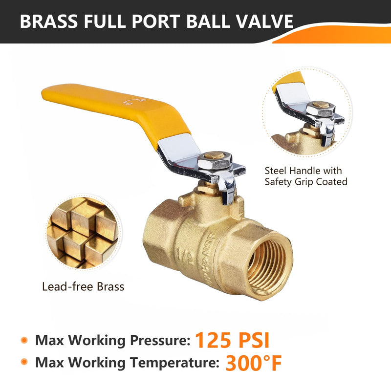 [Australia - AusPower] - 1-Pack 3/4 Inch FIP Threaded Ball Valve, Brass Full Port Shut-off Valve,3/4" Female NPT x 3/4" Female NPT, 600 WOG (Water, Oil and Gas),Yellow 3/4 INCH,1 PACK FIP,YELLOW 