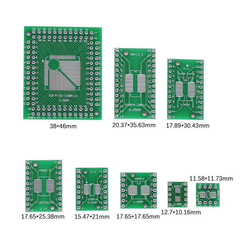 [Australia - AusPower] - 80PCS 8 Vaules PCB Proto Board Kit SMD Turn to DIP Adapter Converter Plate SOP MSOP SSOP TSSOP SOT 8 10 14 16 20 24 28 TQFP 32 44 64 84 100 