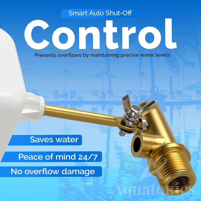 [Australia - AusPower] - 3/8" Water Float Valve – Heavy-Duty 125 PSI Water Level Controller - Easy Wingnut Adjustment Float Valve – Adjustable Flow (2.25 GPM) for In-Ground Pools & Auto-Fill Systems 