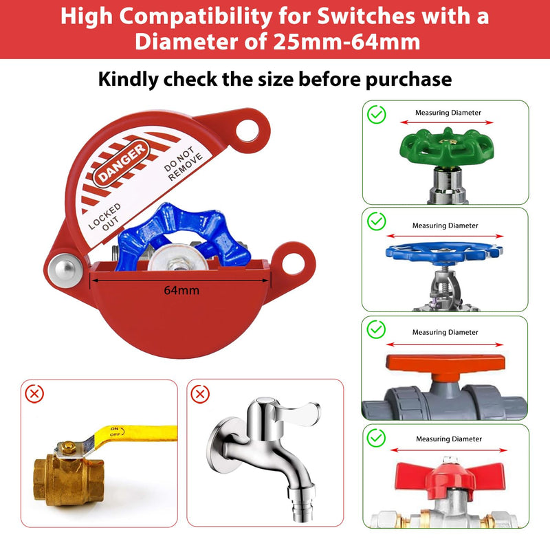 [Australia - AusPower] - Wisamic 2-Pack Gate Valve Lockout - Outdoor Faucet Lock for 1" to 2-1/2" Valve Handles, Secure Hose Bib Lock for Water Spigot, Propane Tank, Natural Gas, Petroleum and Chemical Industry - Red 2 Packs 