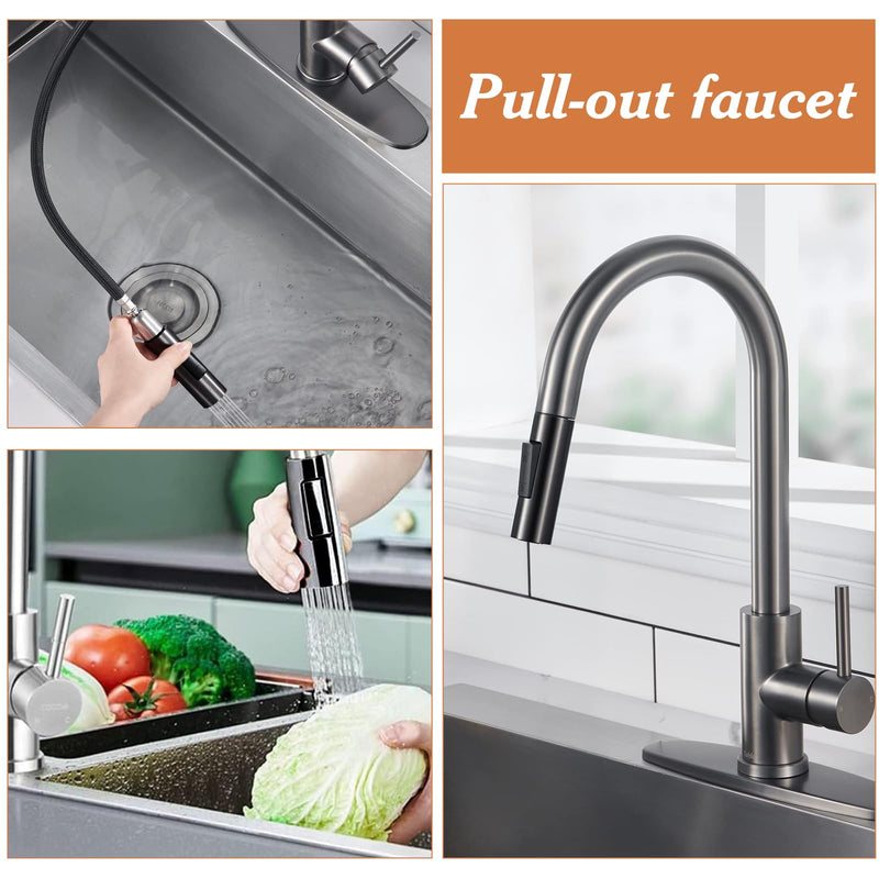 [Australia - AusPower] - XoeLLe Shower Head Kitchen Tap, Shower Head, Tap Attachment Kitchen, Tap Extension, Kitchen 2 Modes Pull Out Kitchen Taps, Sink Mixer Tap for (Style B-Black) Style B Black 