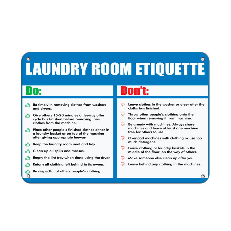 Aluminum Horizontal Metal Sign Multiple Sizes Follow Rules for Better Laundry Room Black Restroom, Bathroom & Lunchroom All Over Weatherproof Street Signage 10x7Inches
